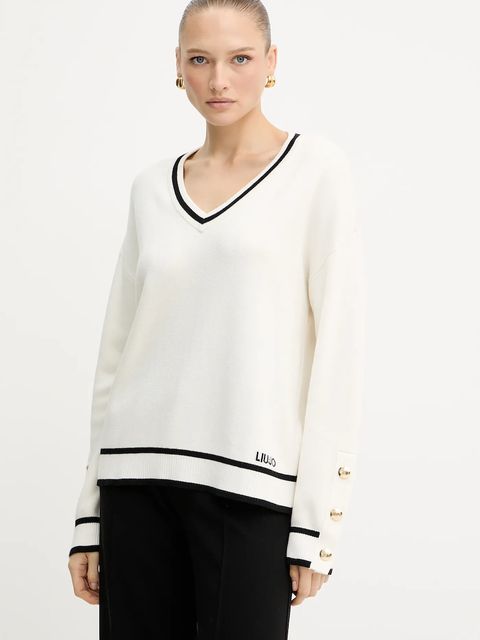 Liu Jo sweter z domieszką jedwabiu damski kolor beżowy TF5229.MS59L - zdjęcie produktu nr 1