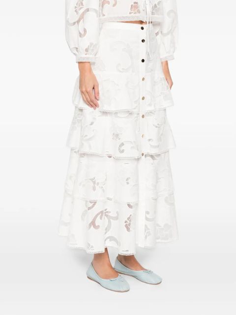 SANDRO button A-line midi skirt - White