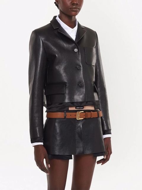 Miu Miu cut-out logo leather belt - Brown