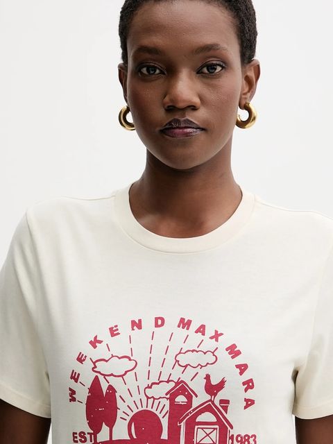 Weekend Max Mara t-shirt bawełniany CLOWN damski kolor beżowy 2525976012600