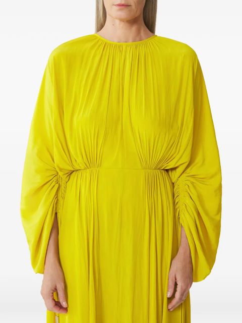 Lanvin gathered-detail crew-neck midi dress - Yellow - zdjęcie produktu nr 1