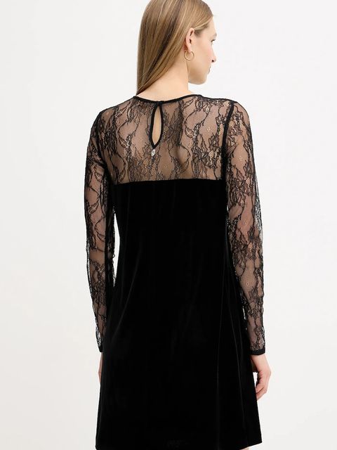 Liu Jo sukienka welurowa kolor czarny mini dopasowana MF5466 J4952