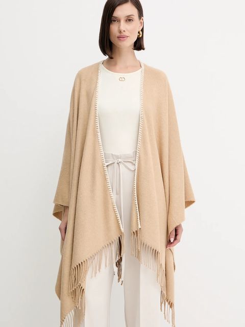 Marella poncho Emme by Marella kolor beżowy 2525546031200 - zdjęcie produktu nr 1