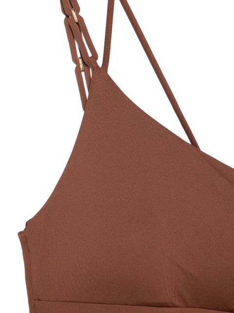 Max Mara shoulder strap asymmetric swimsuit - Brown