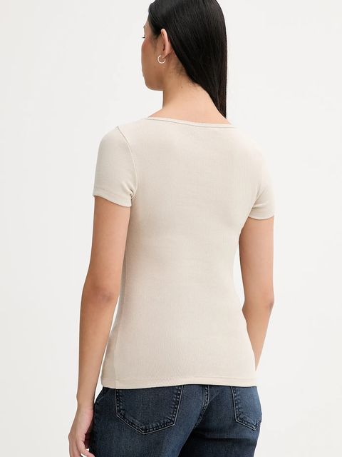 Tommy Jeans t-shirt damski kolor beżowy DW0DW21837 - zdjęcie produktu nr 2