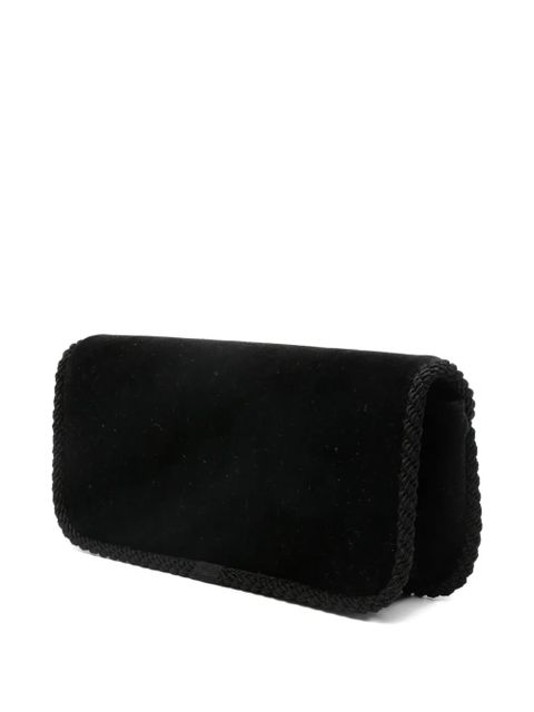 Valentino Garavani Locò jewel-embellished velvet clutch - Black