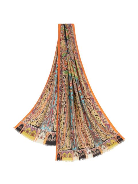 ETRO paisley-print rectangle-shape scarf - Orange