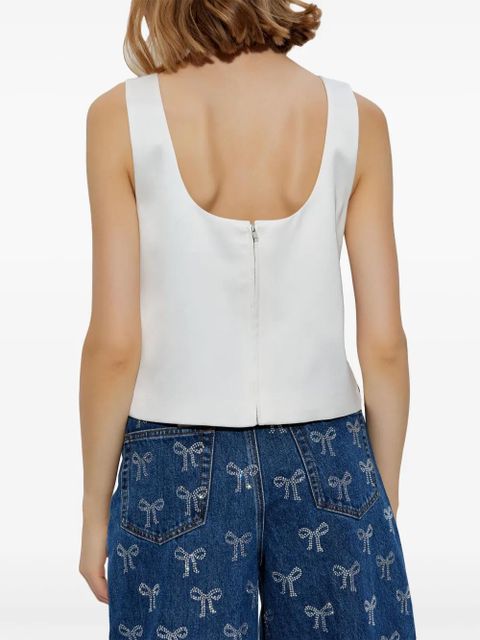 Self-Portrait bonded satin vest - White