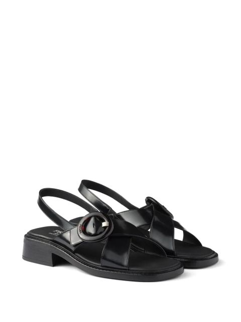 Prada brushed leather sandals - Black