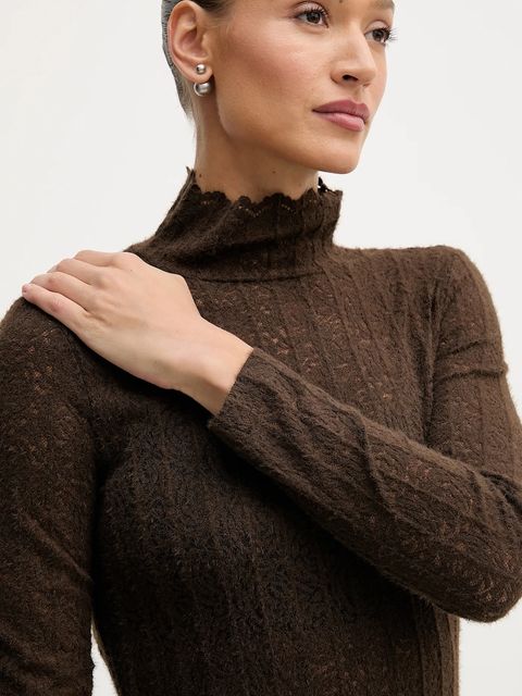 United Colors of Benetton sweter damski kolor brązowy lekki z półgolfem 5W77DQ0AT - zdjęcie produktu nr 2