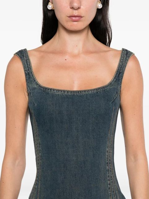 Magda Butrym square-neck denim dress - Blue