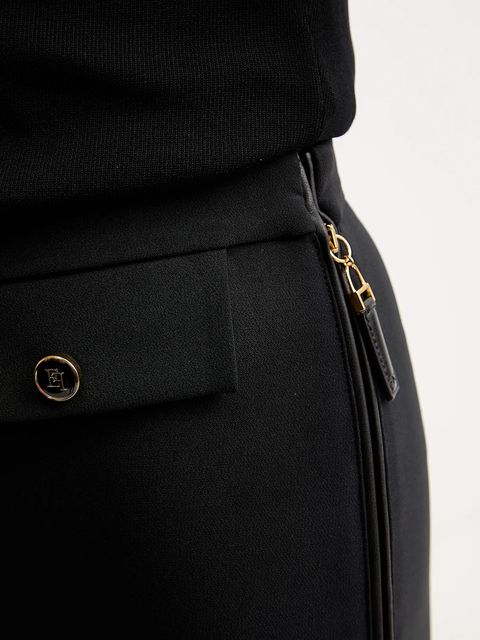 Elisabetta Franchi spodnie damskie kolor czarny dopasowane high waist PA12056E2