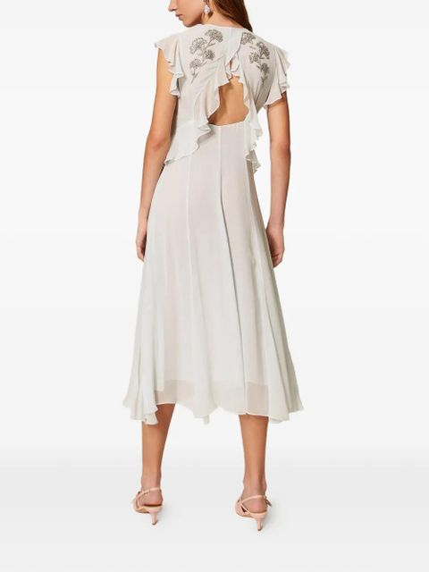 TWINSET bead-embellished ruffled dress - White