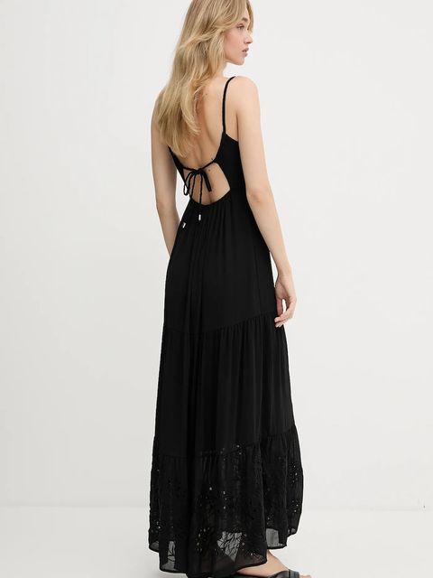 Morgan sukienka ROUBI kolor czarny maxi rozkloszowana ROUBI