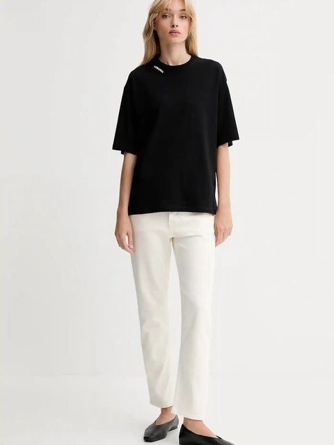 La Mania t-shirt bawełniany damski kolor czarny ADELL