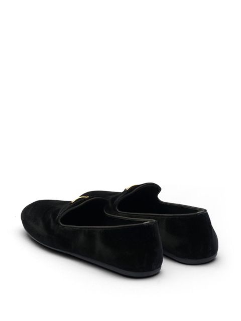 Prada triangle-logo velvet loafers - Black