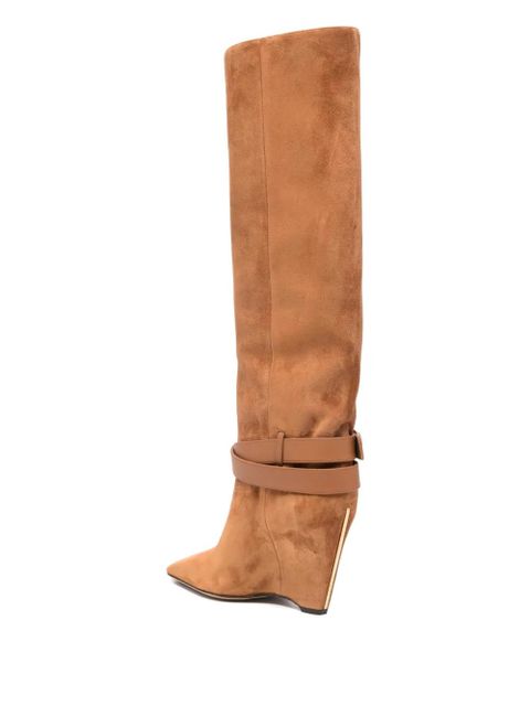 Ferragamo 90mm buckle-strap knee-high boots - Brown