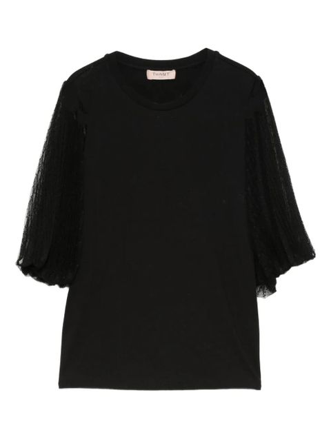 TWINSET mesh-sleeve top - Black - zdjęcie produktu nr 1