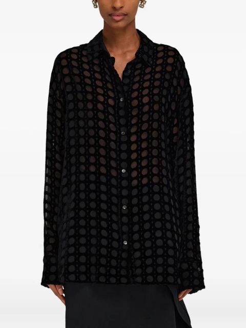 Ferragamo devoré-effect velvet shirt - Black