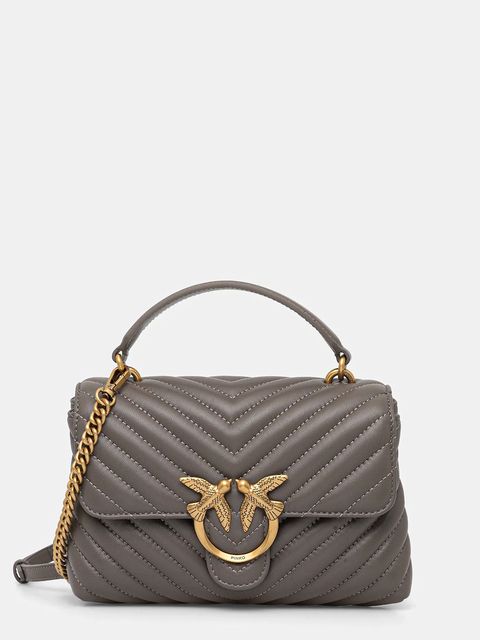 Pinko torebka skórzana kolor szary 100044 A0GK - zdjęcie produktu nr 1