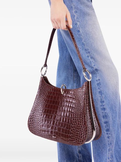 Rabanne Ring Embossed Leather Shoulder Bag - Brown