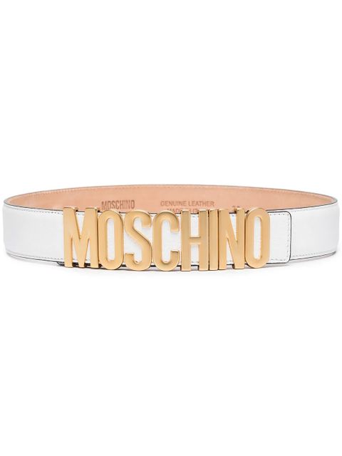Moschino logo-embellished leather belt - White - zdjęcie produktu nr 1
