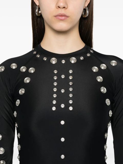 Coperni metallic-embellished long-sleeve dress - Black