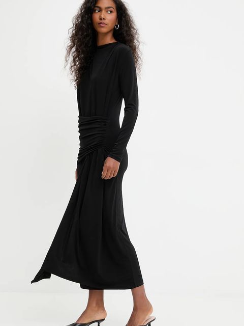 Answear.LAB sukienka kolor czarny maxi dopasowana