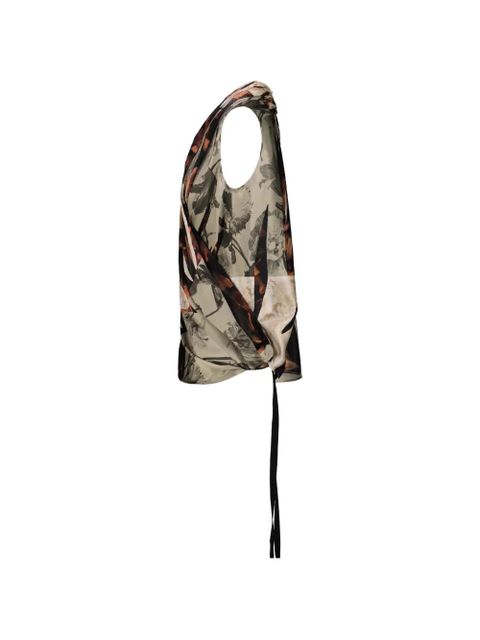 Maison Margiela floral-print draped top - Black