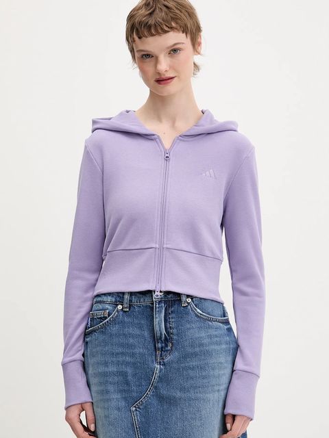 adidas bluza Essentials damska kolor fioletowy z kapturem gładka KC3891 - zdjęcie produktu nr 1