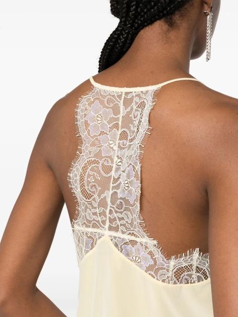 Zadig&Voltaire Claudy lace-trim silk top - Yellow