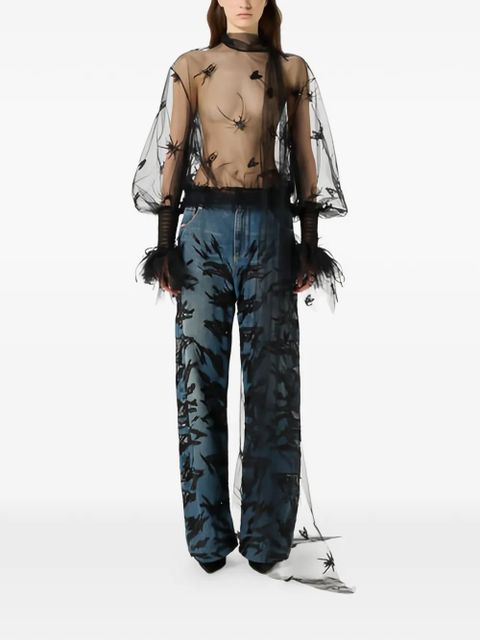 Blumarine insect-embroidered tulle blouse - Black - zdjęcie produktu nr 2