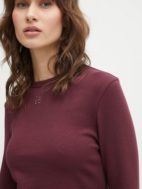 HUGO longsleeve Dafilomena_3 damski kolor fioletowy 50518378