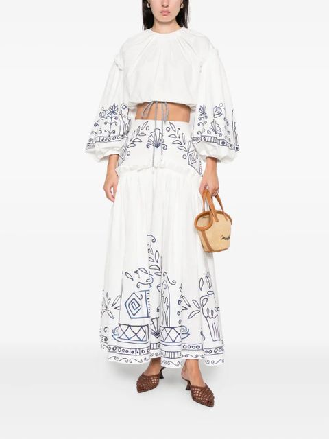 ALEMAIS Leela ruffled floral top - Neutrals