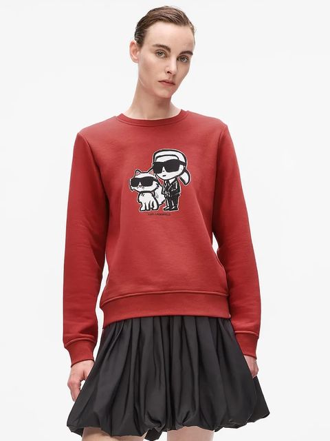 Karl Lagerfeld bluza IKON damska kolor czerwony z nadrukiem A4W20045 - zdjęcie produktu nr 1