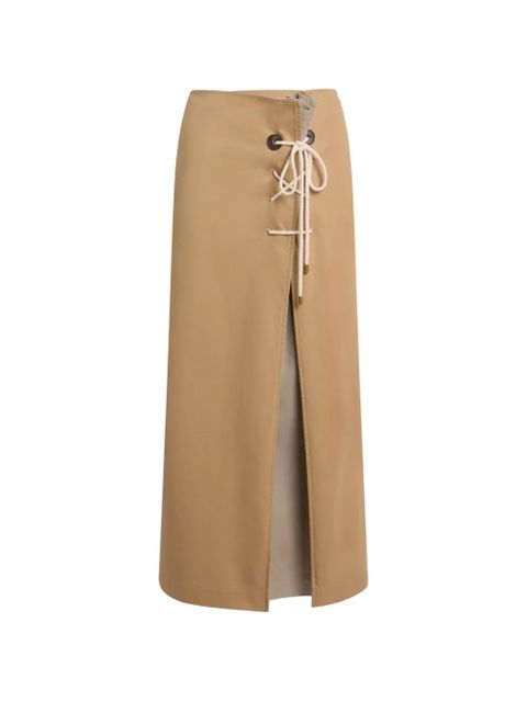 Moschino lace-up slit-detail cotton midi gabardine skirt - Neutrals - zdjęcie produktu nr 1