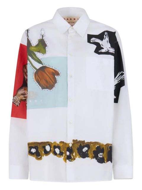 Marni graphic print button-up shirt - 00W01 WHITE - zdjęcie produktu nr 1