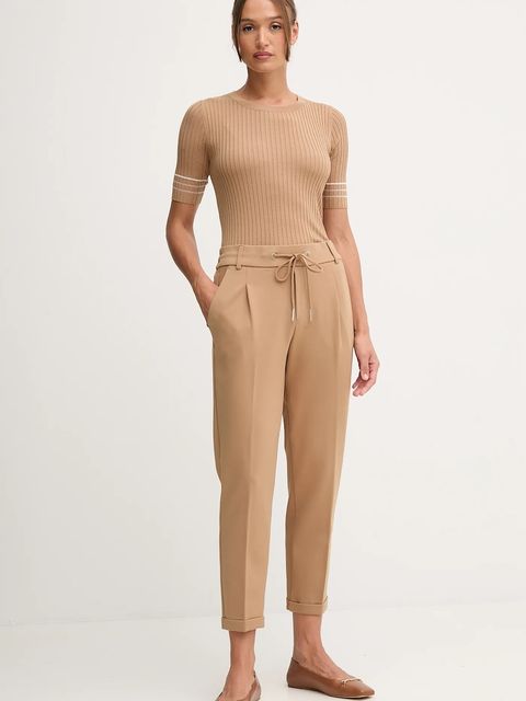 United Colors of Benetton spodnie damskie kolor zielony proste high waist 4DI4DF00J - zdjęcie produktu nr 2