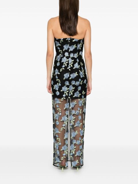 ROTATE BIRGER CHRISTENSEN flower mesh maxi dress - Black