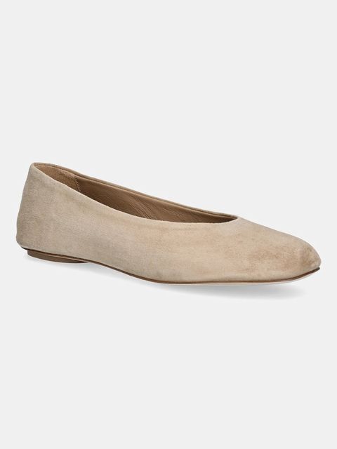 Weekend Max Mara baleriny zamszowe Todisuede kolor beżowy 2525526074600 - zdjęcie produktu nr 1