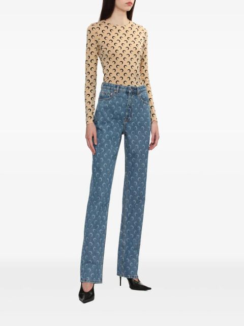 Marine Serre straight-leg trousers - Blue