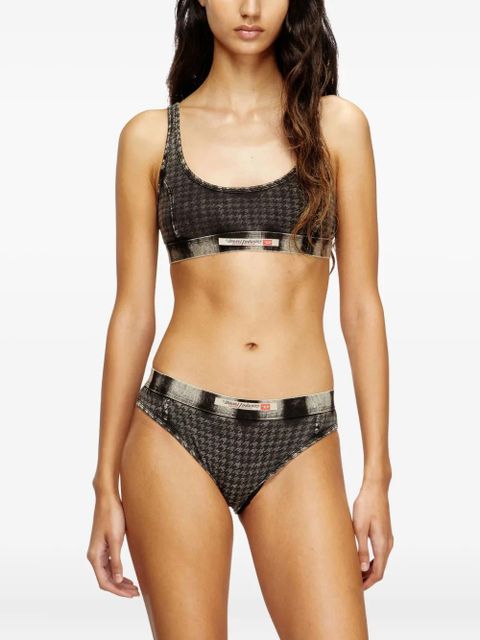 Diesel Ariel Dnm houndstooth print cotton bra - Grey