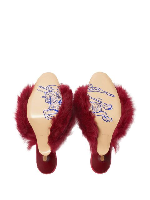 Burberry Jackie 65mm shearling sandals - Red