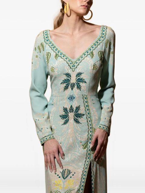 ETRO jacquard side-split dress - Green - zdjęcie produktu nr 2