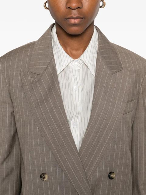Max Mara MXMACCIAIO pinstripe double-breasted blazer - Brown