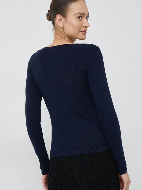 United Colors of Benetton kardigan bawełniany damski kolor granatowy lekki