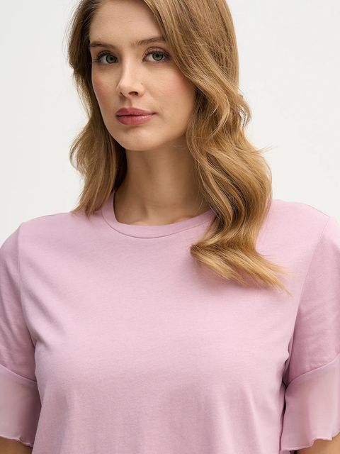 Sisley t-shirt bawełniany damski kolor różowy 3WHCL107U