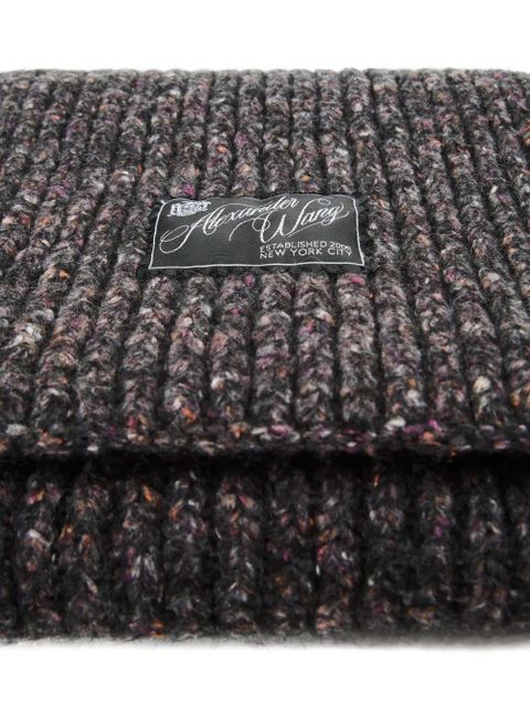 Alexander Wang logo-label ribbed-knit scarf - Black