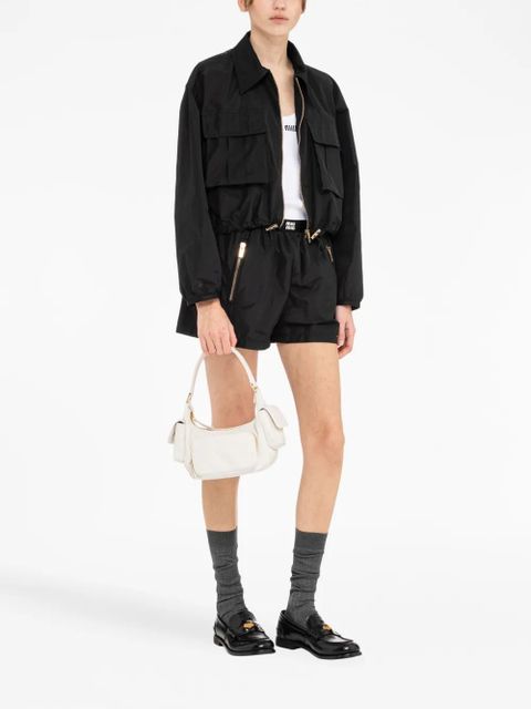 Miu Miu logo-embossed leather shoulder bag - White