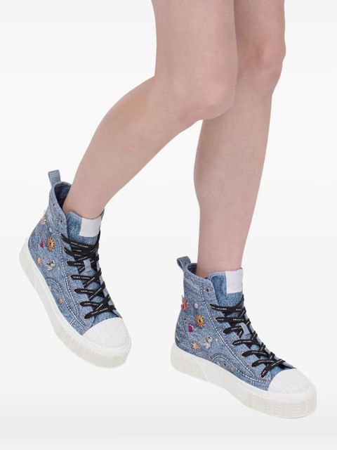 Marc Jacobs charms denim high-top sneakers - Blue